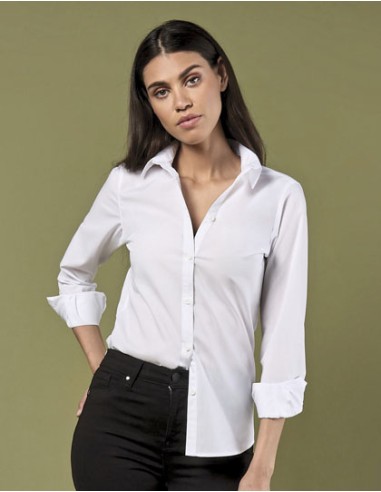 KUS-KK242-Womens Tailored Fit Poplin Shirt Long Sleeve